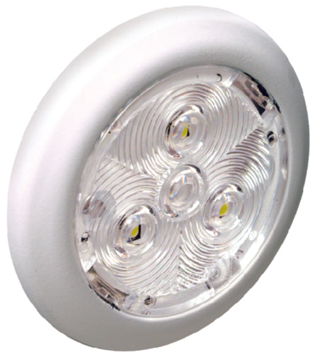 Attwood 6320W7 2-3/4"-warm-white-interior-exterior-light-w-white-bezel. stainless steel housing allow for interior and exterior mounting - even underwater!