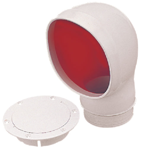 Sea-Dog Line PVC Standard Profile Cowl Vent & Snap On Deck Plate, White With Red Interior, 4" Diameter