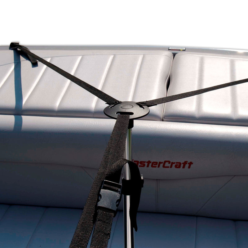 Carver Boat Cover Support System. Eliminates virtually all areas that could collect water. Close up  of straps