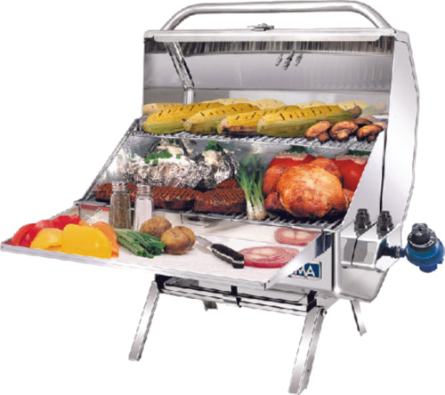 Stainless Steel Catalina II A10-1218-2GS-CSA Infrared Gas Grill. CSA approved. Anti-Flare infrared technology produces intense, evenly distributed heat, eliminating flare-up.