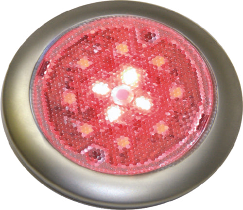 Stainless White & Red LED 12V Surface Mount Low Profile Day & Night Task Light with On / Off Switch #6 Fastener