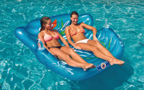 Double-salon-lounge-2p. Great For Pool, Beach, Lake, River Tubing. Built In Molded Cup Holders