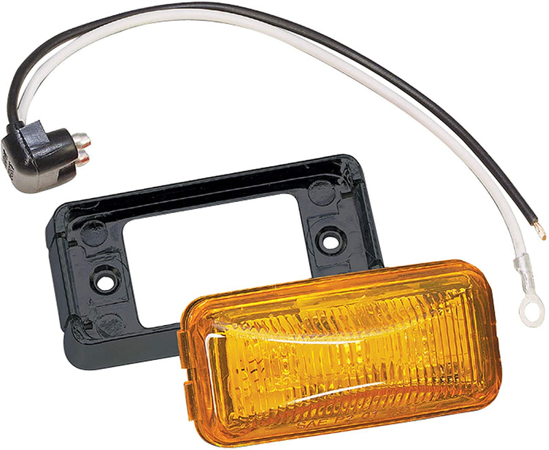Fulton Wesbar 401580 Waterproof LED Clearance Light Module, Amber lens. Size: 2.6" x 1.2" x 1.03" Includes lamp, black base, and black wire.