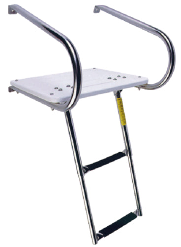 Garelick-EEz-In-Transom-Platform-With-2-Step-Tel-scoping-Ladder-For-Boats-With-I/O-Motors