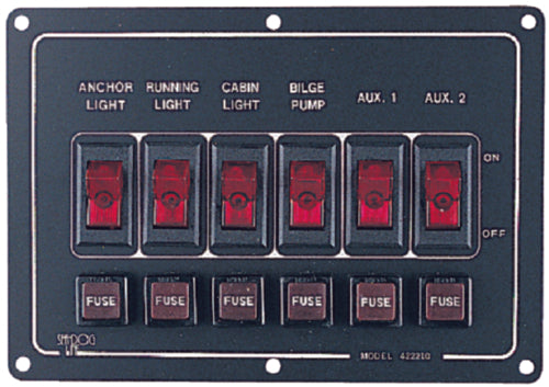 Sea-dog 424210-1 Horizontal 6-Gang Rocker Switch Panel