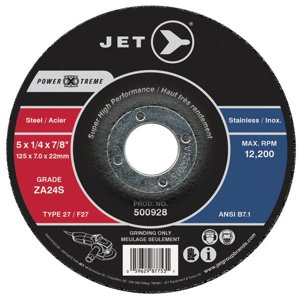 Jet Tools 500928 Grinding Wheel - POWER-XTREME - T27 Depressed Centre - ZA24S - 5 x 1/4 x 7/8"