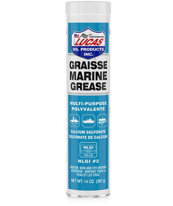 Lucas Oil 20320 Marine Grease, 14 oz / 39 gram Cartridge. Lucas Marine Grease is a premium, extreme pressure, multi-purpose, heavy duty OBCS grease. It has been designed to lubricate under the most severe operating conditions in marine applications.