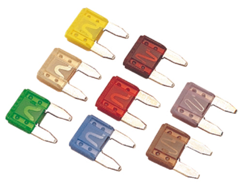 ATM mini style injection molded nylon fuses feature tin plated connector blades for improved corrosion resistance. Fast acting fuses provide better protection for electronic devices. For use with ATM mini style fuse holder