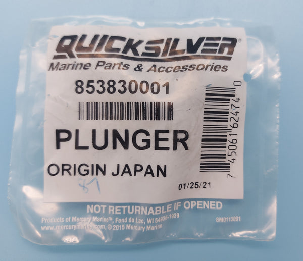 Quicksilver Plunger 853830001 fits 8 - 9.9 hp Mercury Outboards label