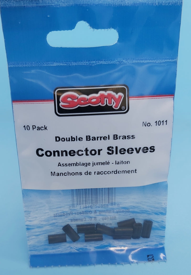 Scotty 1011 Double Barrel Brass Connector Seeves for joining wire or heavy monofilament line. 10 pack