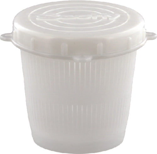 Scotty-1/2litre -670s-vented-bait-jar-white. A rugged container for storing or protecting bait in a crab or prawn trap