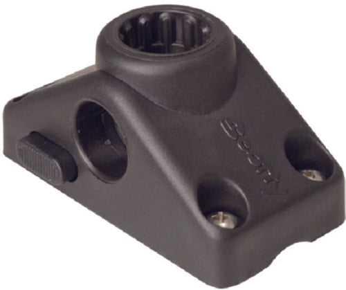 Scotty-241l-combination-side-deck-mount-bracket-black-locking. Allows mounting on a flat surface or on the side of a gunnel or transom