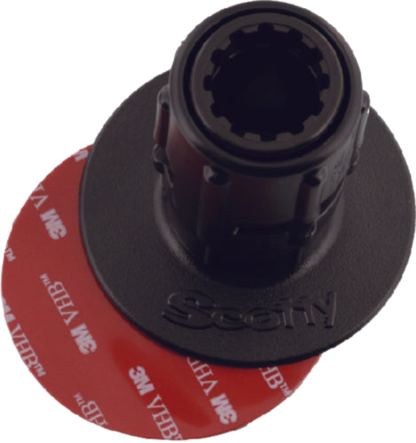 Scotty-448s-3-stick-on-accessory-mount-w-gear-head. A non- permanent solution for mounting Scotty products to your watercraft.