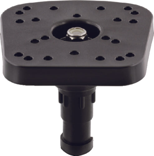 Scotty-universal-sounder-fishfinder-mount uses a new multi pattern universal top plate and the patented Scotty post mount design for quick removal and adjustable rotation