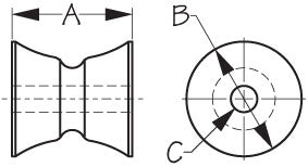 Sea-Dog Line Replacement Bow Roller Wheels Dimension drawing