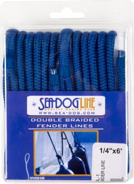 SeaDog Line 302106006BL-1. Premium Double Braided Nylon Fender Line, 1/4" × 6', Blue 1 Pair.